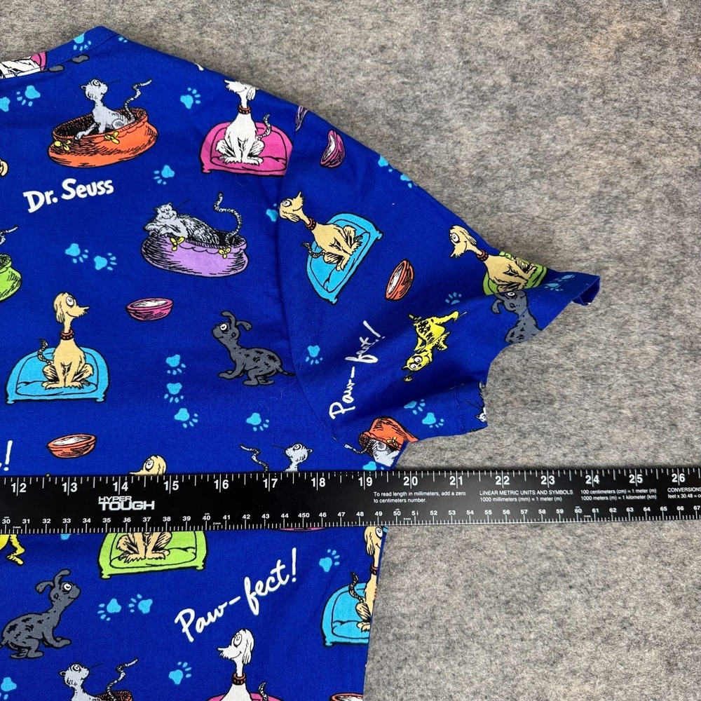 Dr. Seuss Scrub Top What Pet Should I Get? Cotton Blue Womens XS - Picture 7 of 9
